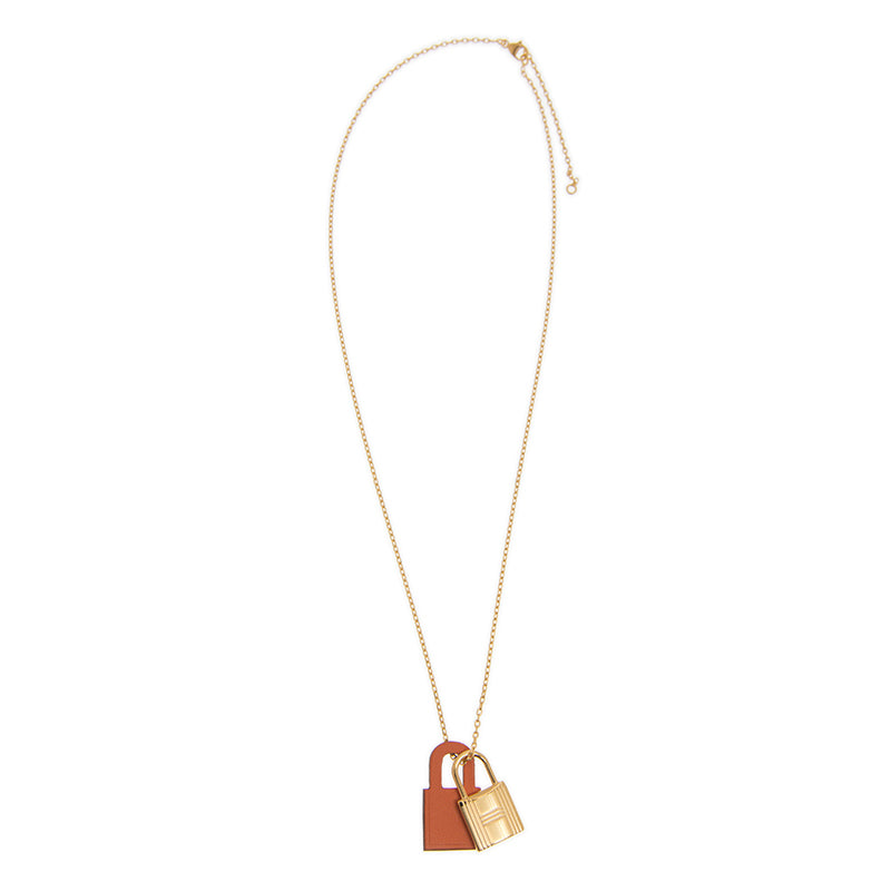 Hermes O'Kelly Orange Pendant 18K Gold Necklace