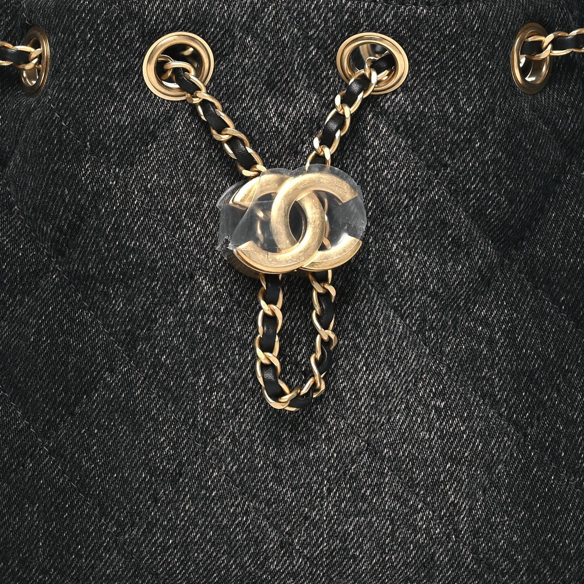 Washed Denim Quilted Mini Chanel 25 Handbag Black