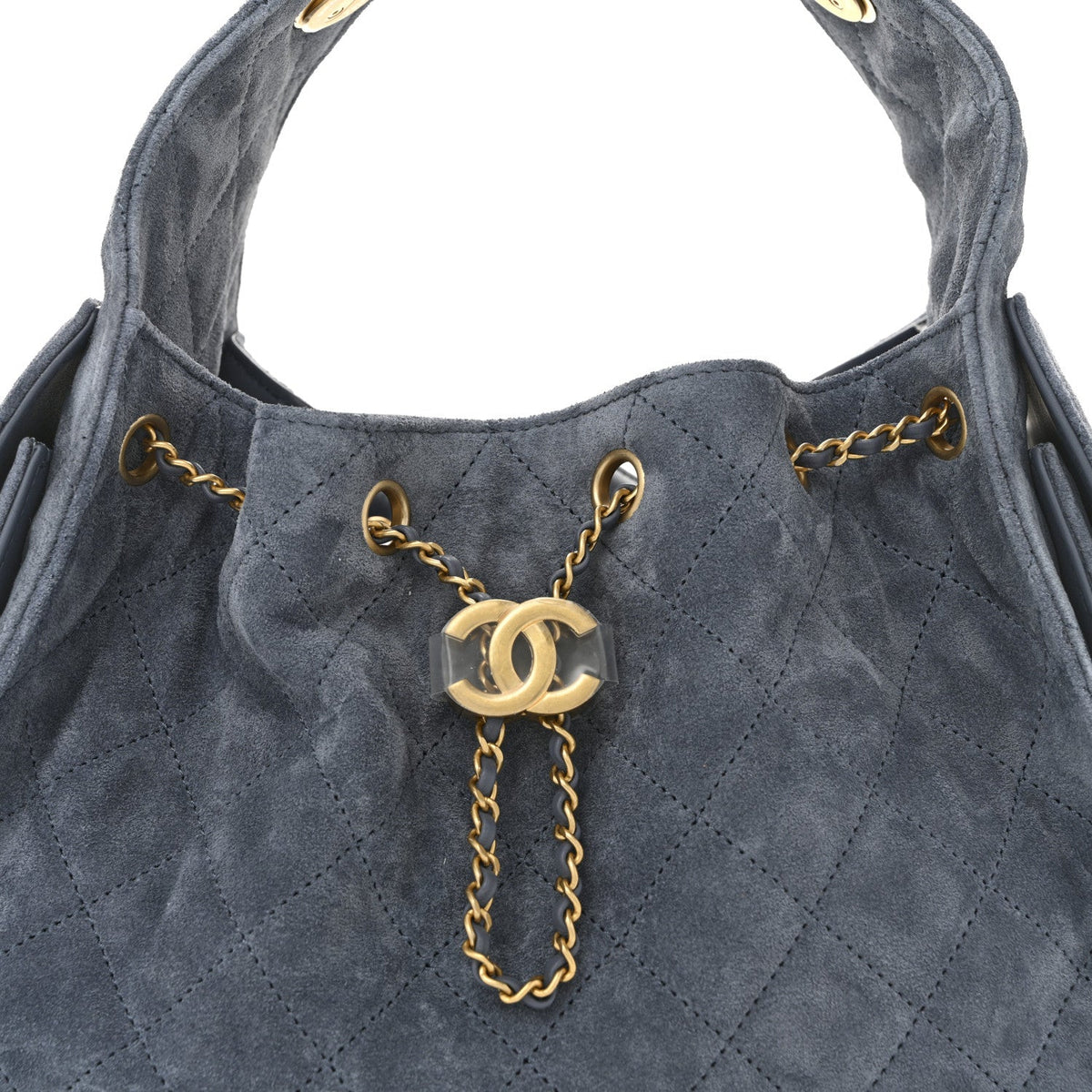 Suede Quilted Small Chanel 25 Handbag Blue