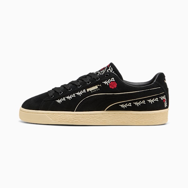 Puma Suede ¡ª Black / Floral Embroidery puma shoes for men  womens shoes  roma shoes