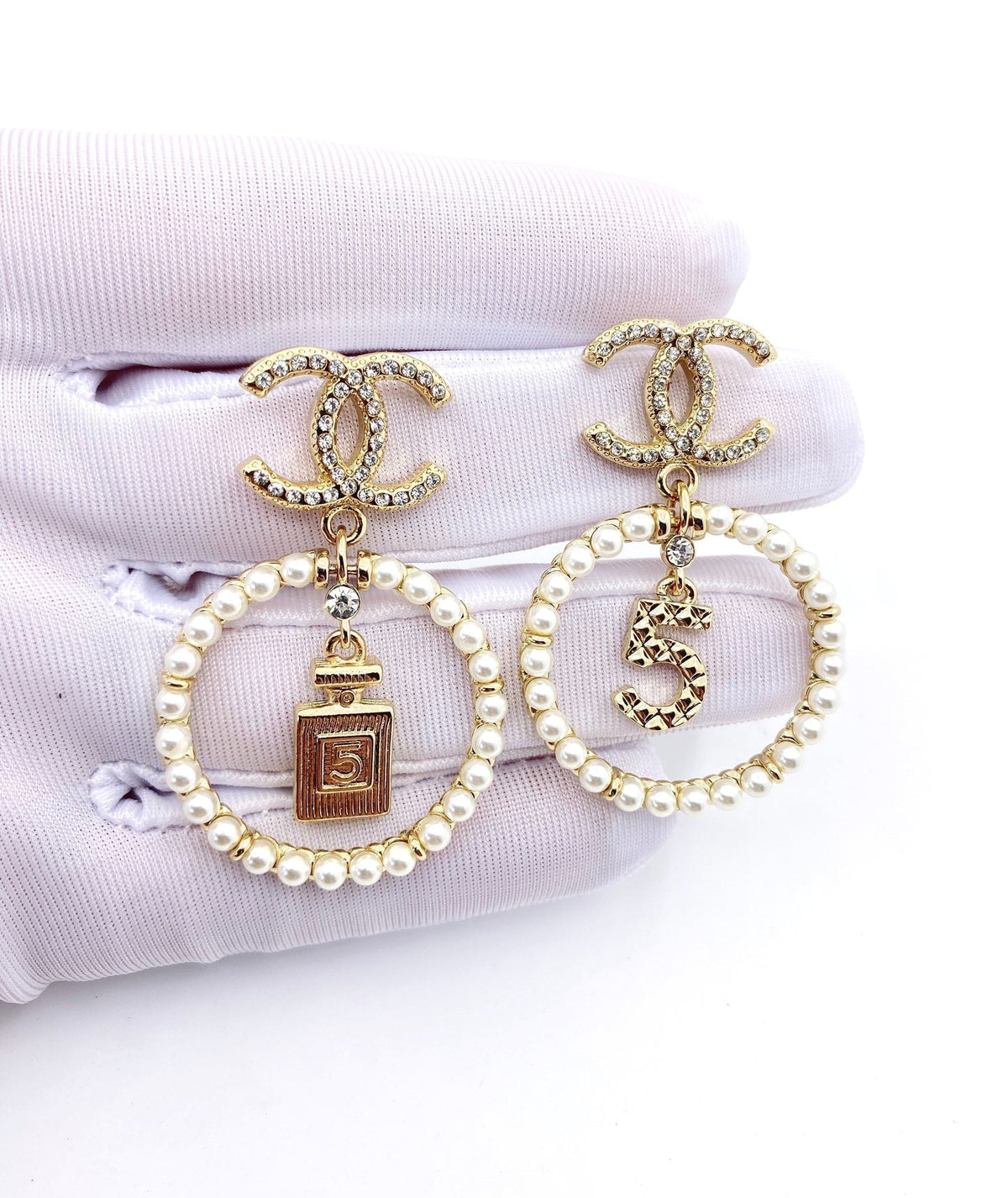 Chanel No.5 Perfume Bottle 18K Gold Earrings